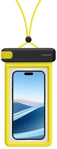 Baseus IPX8 DeepDive Waterdichte Telefoonhoes tot 7.2 Inch Geel / Zwart afbeelding 1