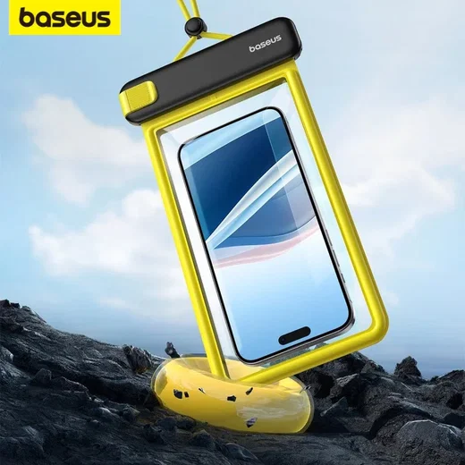 Baseus IPX8 DeepDive Waterdichte Telefoonhoes tot 7.2 Inch Geel / Zwart afbeelding 9