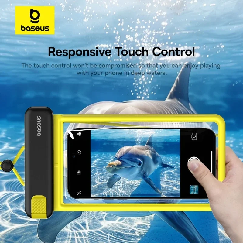 Baseus IPX8 DeepDive Waterdichte Telefoonhoes tot 7.2 Inch Geel / Wit afbeelding 8
