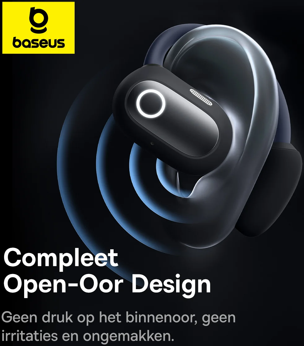 Baseus Eli Sport 1 Draadloze Open-Ear Sport Oordopjes met Nekband Zwart afbeelding 5