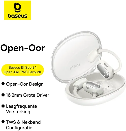 Baseus Eli Sport 1 Open-Ear Oordopjes met Nekband Wit afbeelding 4