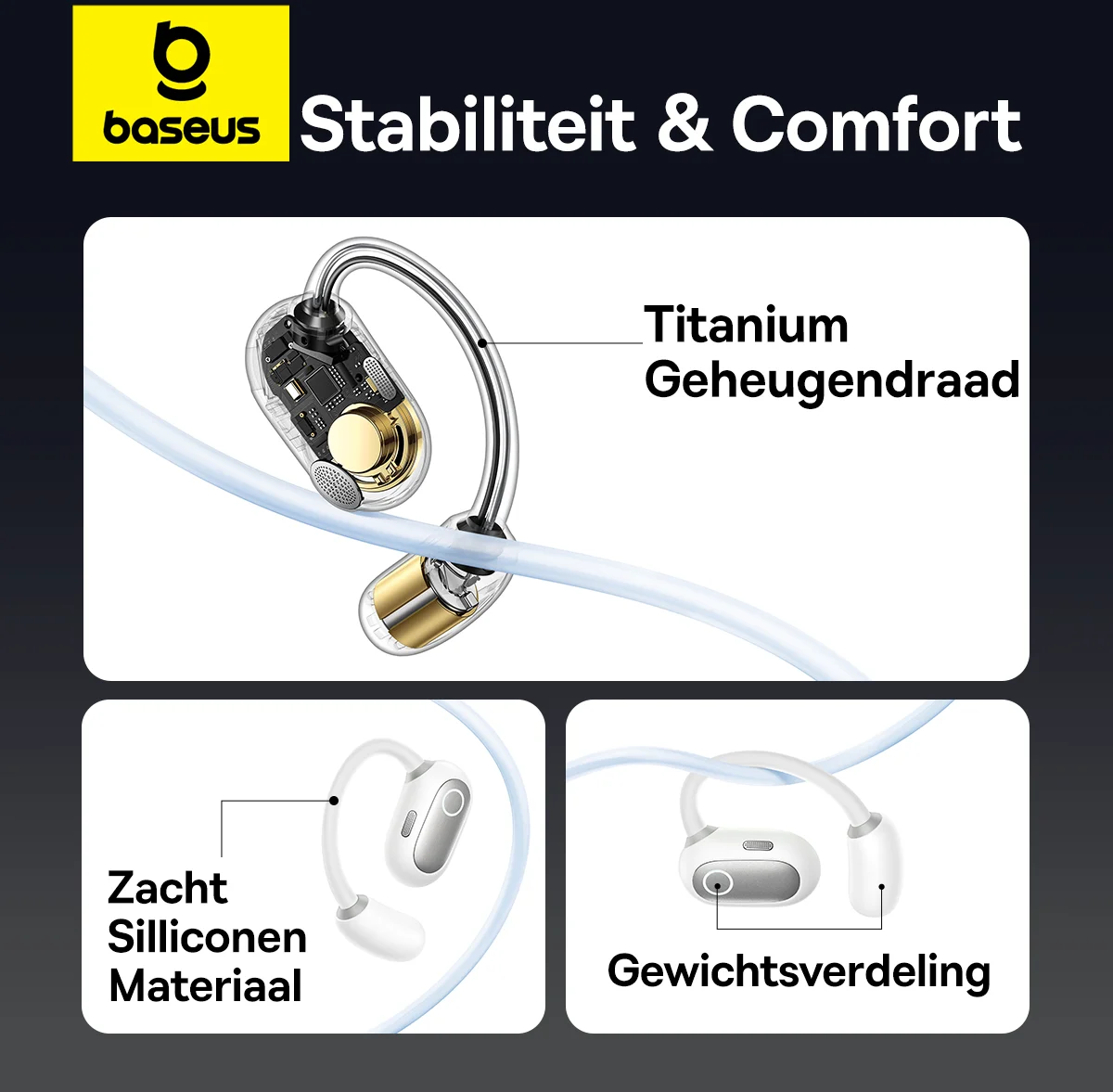 Baseus Eli Sport 1 Open-Ear Oordopjes met Nekband Wit afbeelding 8