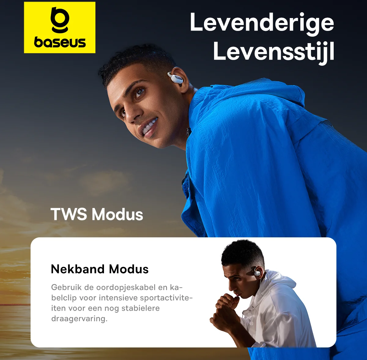 Baseus Eli Sport 1 Open-Ear Oordopjes met Nekband Wit afbeelding 9