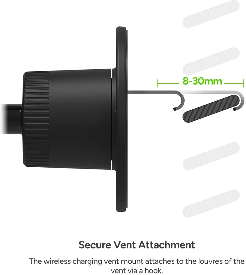 Mophie Qi2 MagSafe Ventilatierooster Telefoonhouder met 30W Lader Zwart afbeelding 11