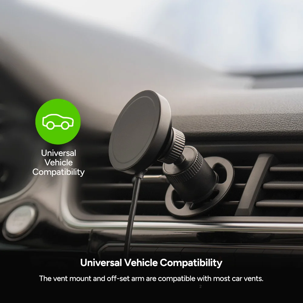 Mophie Qi2 MagSafe Ventilatierooster Telefoonhouder met 30W Lader Zwart afbeelding 6