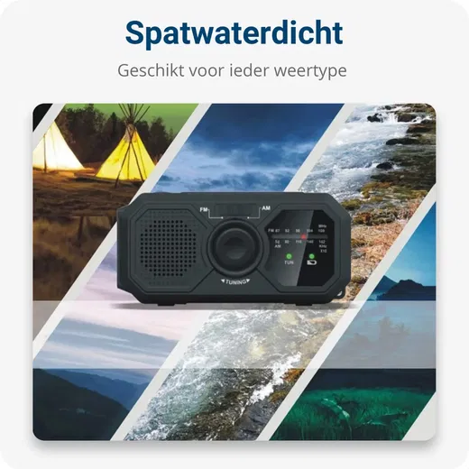 Zonnepaneel Powerbank met Opwindbare Noodradio 1.200 mAh en Zaklamp Zwart afbeelding 7