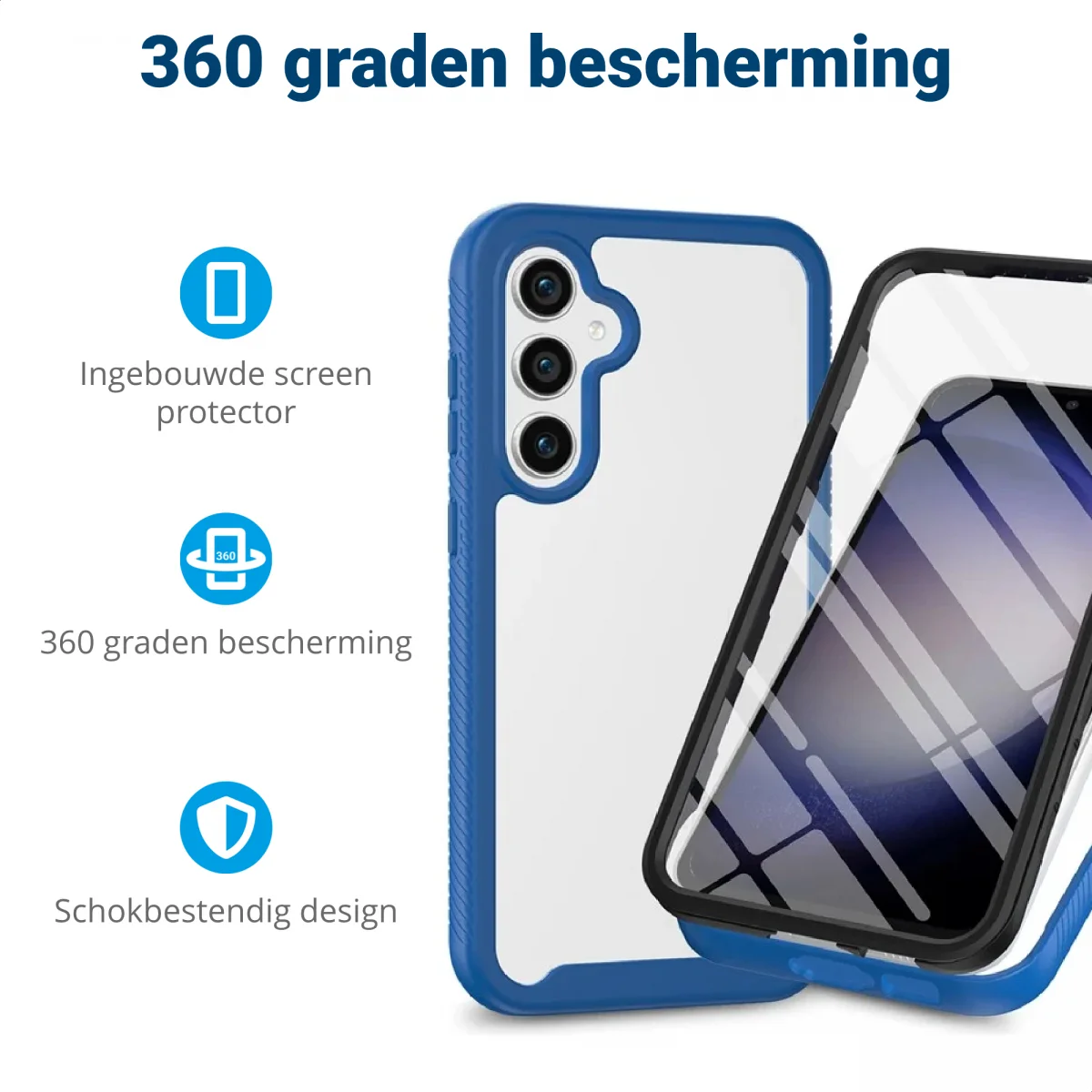 Samsung Galaxy A35 Hoesje Full Protect 360° Cover Hybride Blauw afbeelding 2