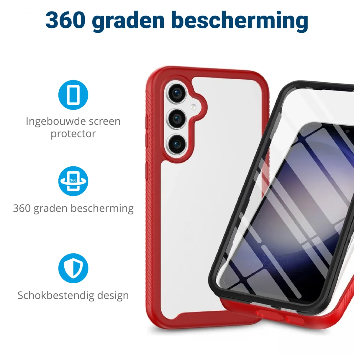 Samsung Galaxy A35 Hoesje Full Protect 360° Cover Hybride Rood afbeelding 2