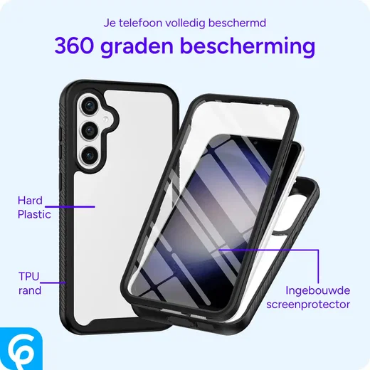 Samsung Galaxy A55 Hoesje Full Protect 360° Cover Hybride Zwart afbeelding 4