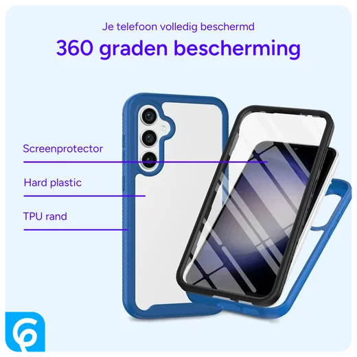 Samsung Galaxy A55 Hoesje Full Protect 360° Cover Hybride Blauw afbeelding 2