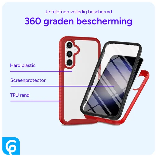 Samsung Galaxy A55 Hoesje Full Protect 360° Cover Hybride Rood afbeelding 2