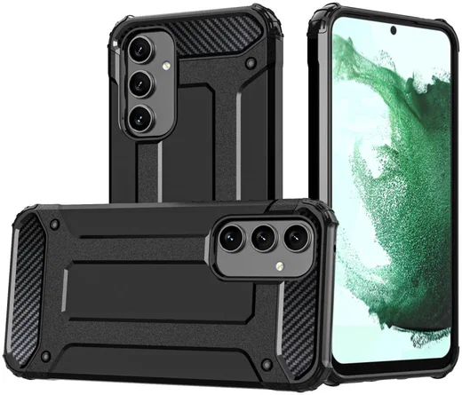 Samsung Galaxy A55 Hoesje Shock Proof Hybride Back Cover Zwart afbeelding 1
