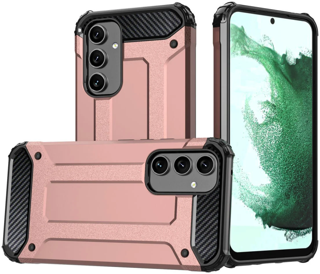 Samsung Galaxy A55 Hoesje Shock Proof Hybride Back Cover Roze afbeelding 1