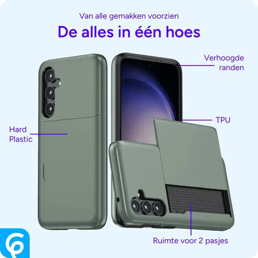 Samsung Galaxy A55 Hoesje met Slider Kaarthouder Back Cover Groen afbeelding 4