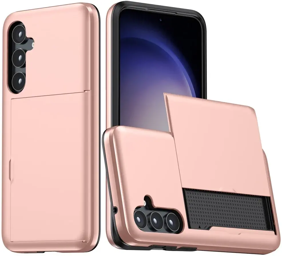 Samsung Galaxy A55 Hoesje met Slider Kaarthouder Back Cover Roze afbeelding 1