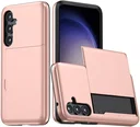Samsung Galaxy A55 Hoesje met Slider Kaarthouder Back Cover Roze