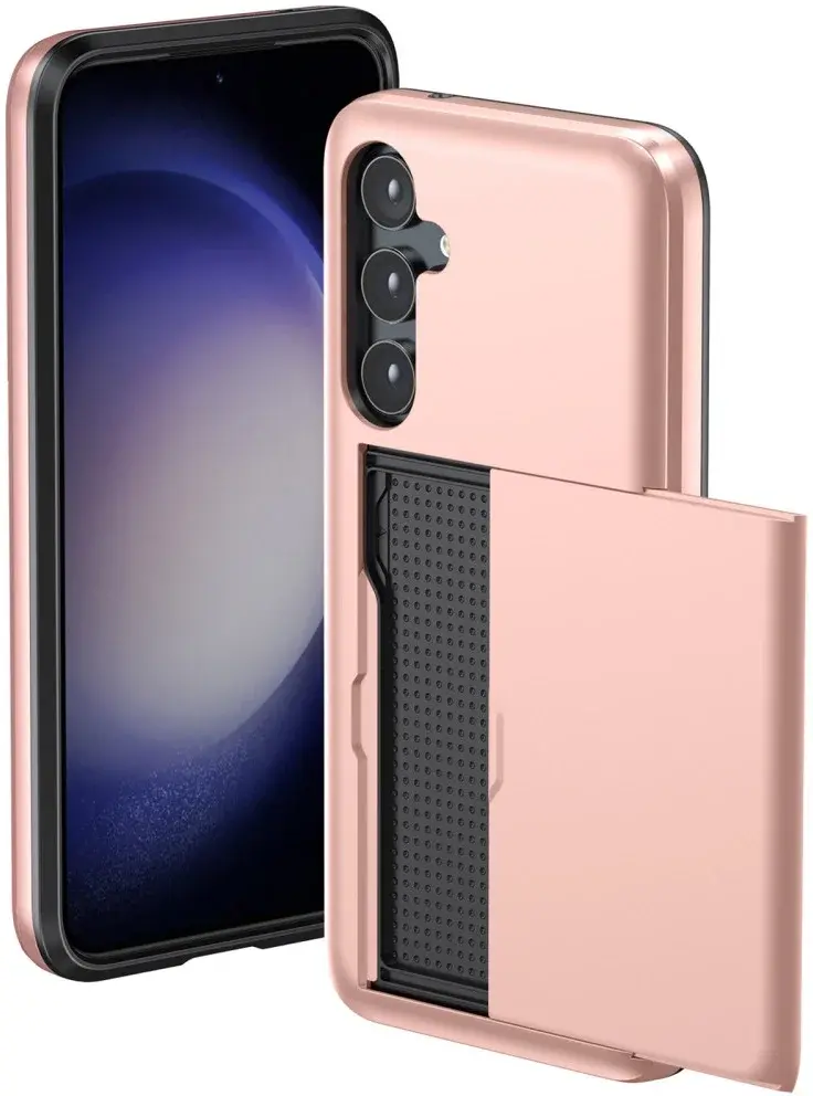 Samsung Galaxy A55 Hoesje met Slider Kaarthouder Back Cover Roze afbeelding 6