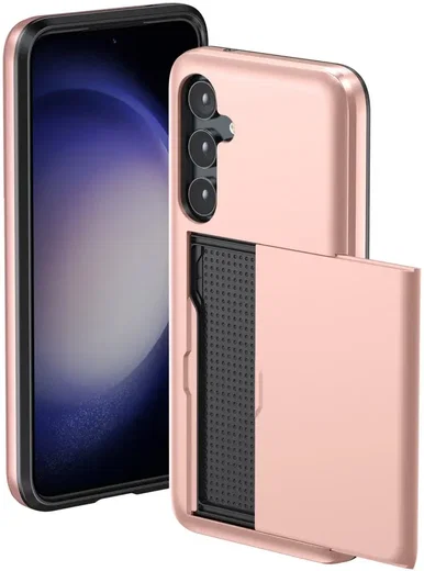 Samsung Galaxy A55 Hoesje met Slider Kaarthouder Back Cover Roze afbeelding 6