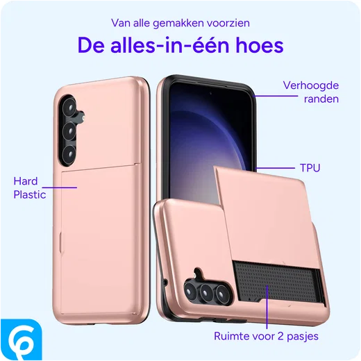 Samsung Galaxy A55 Hoesje met Slider Kaarthouder Back Cover Roze afbeelding 4