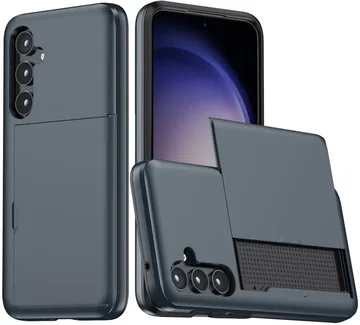 Samsung Galaxy A55 Hoesje met Slider Kaarthouder Back Cover Blauw