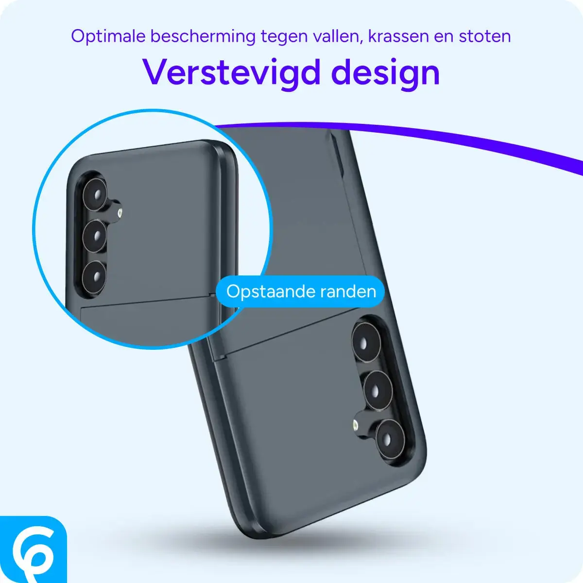 Samsung Galaxy A55 Hoesje met Slider Kaarthouder Back Cover Blauw afbeelding 2