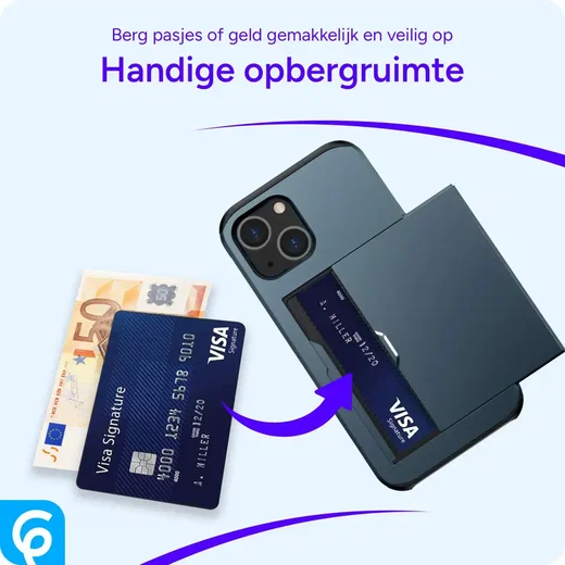 Samsung Galaxy A55 Hoesje met Slider Kaarthouder Back Cover Blauw afbeelding 6