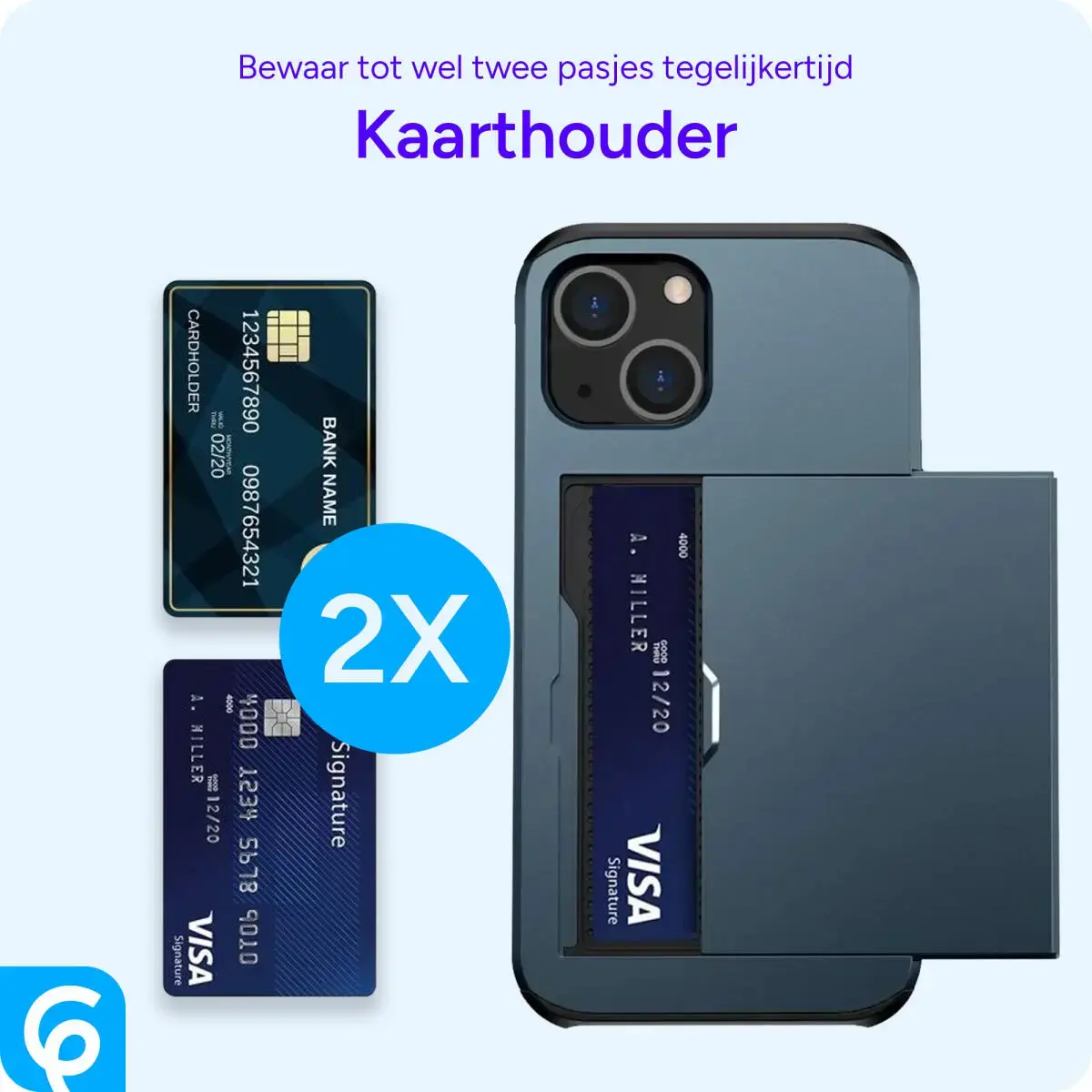 Samsung Galaxy A55 Hoesje met Slider Kaarthouder Back Cover Blauw afbeelding 9