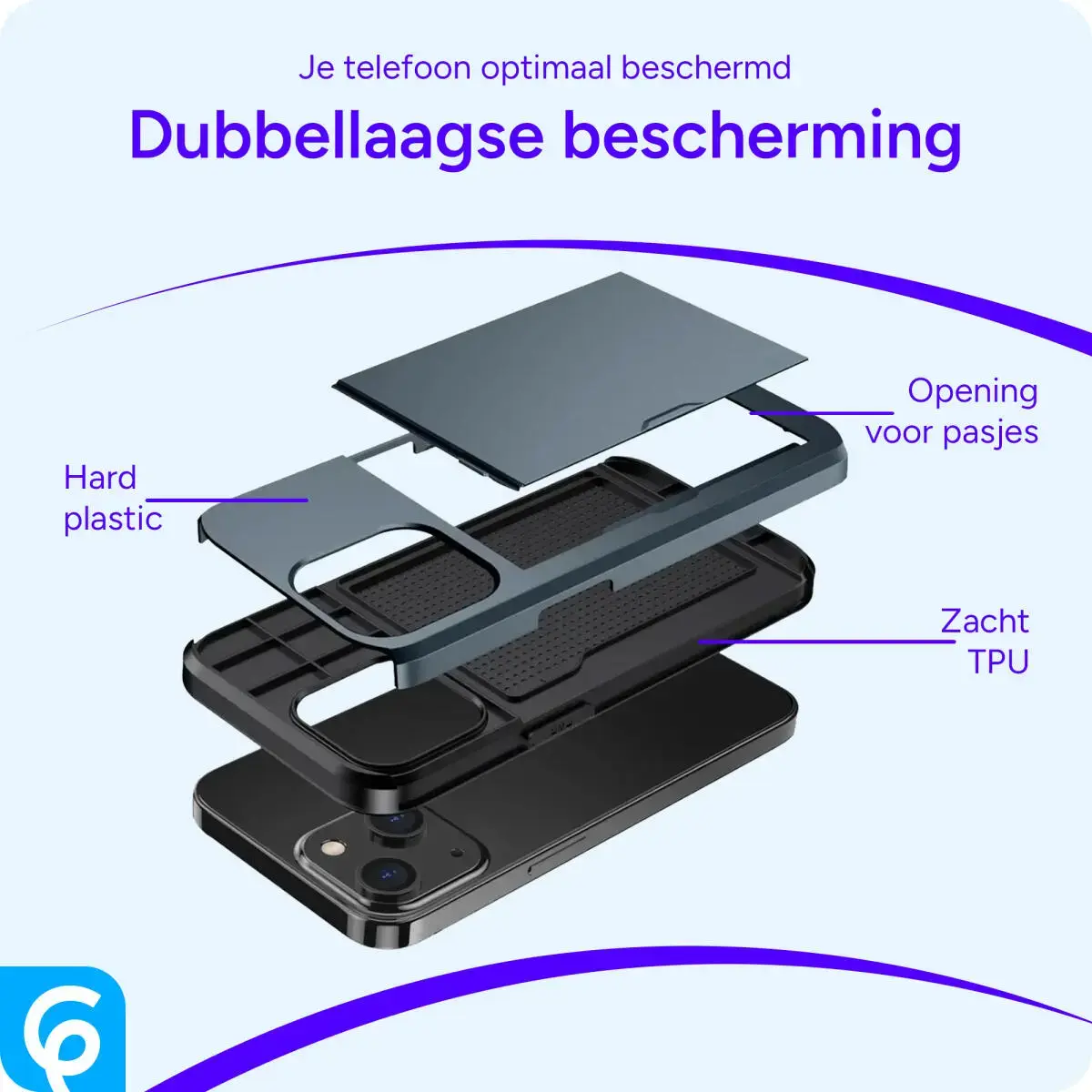 Samsung Galaxy A55 Hoesje met Slider Kaarthouder Back Cover Blauw afbeelding 10