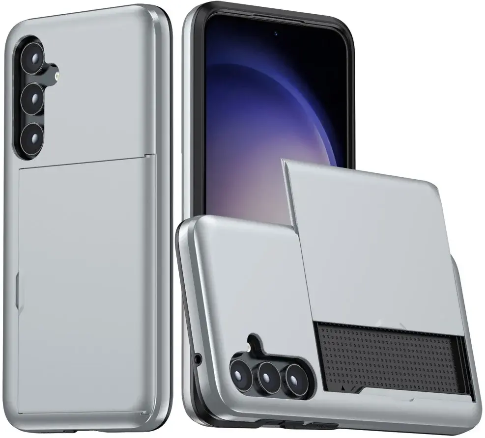 Samsung Galaxy A55 Hoesje met Slider Kaarthouder Back Cover Grijs afbeelding 1