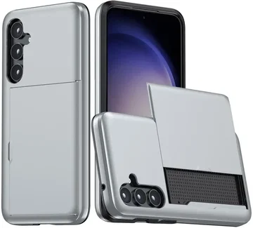 Samsung Galaxy A55 Hoesje met Slider Kaarthouder Back Cover Grijs
