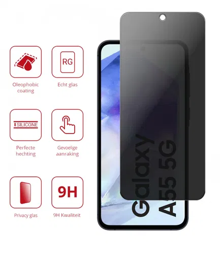 Rosso Samsung Galaxy A55 9H Tempered Glass Screen Protector Privacy afbeelding 2