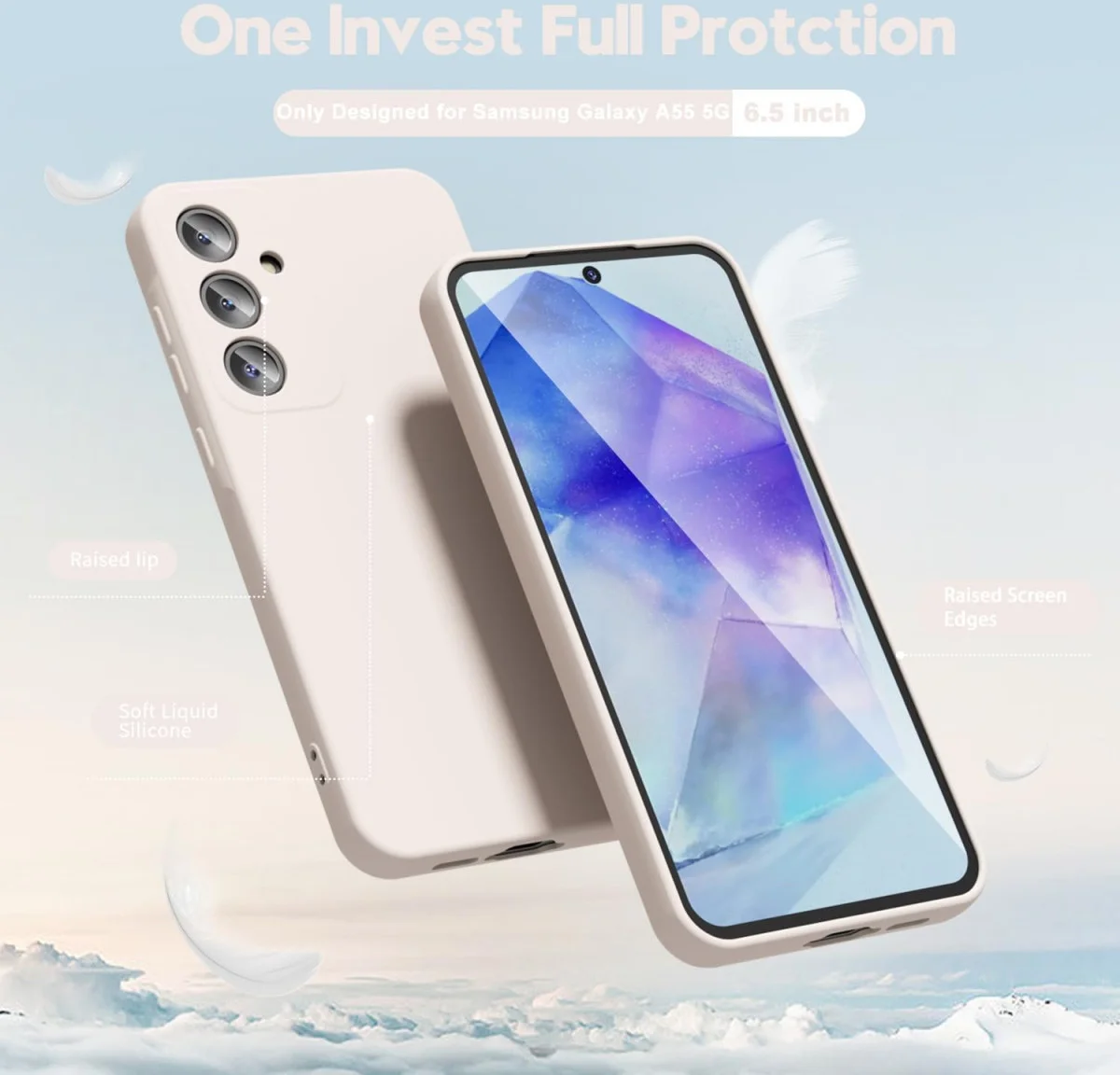 Samsung Galaxy A55 Hoesje met Camera Bescherming Dun TPU Beige afbeelding 4