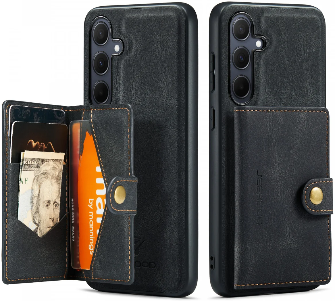 CaseMe JH-01 Samsung Galaxy A55 Hoesje Magnetische Kaarthouder Zwart afbeelding 1
