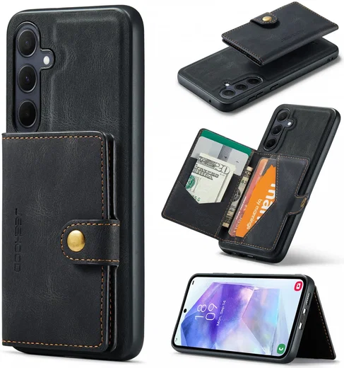 CaseMe JH-01 Samsung Galaxy A55 Hoesje Magnetische Kaarthouder Zwart afbeelding 15
