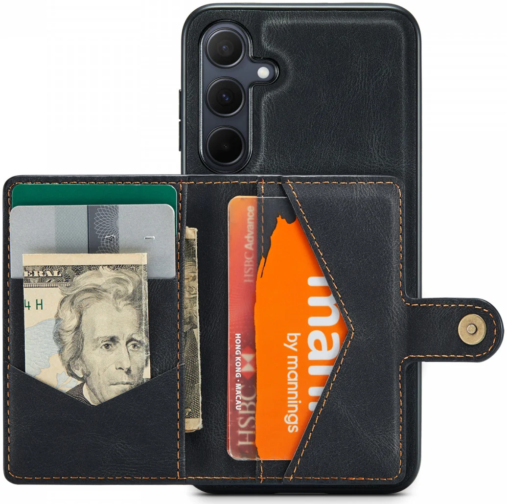 CaseMe JH-01 Samsung Galaxy A55 Hoesje Magnetische Kaarthouder Zwart afbeelding 2