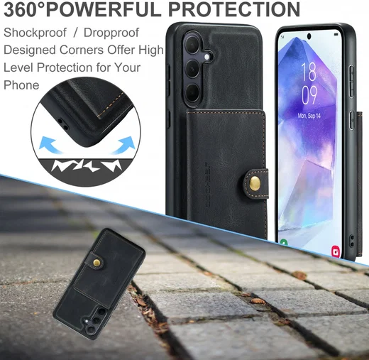 CaseMe JH-01 Samsung Galaxy A55 Hoesje Magnetische Kaarthouder Zwart afbeelding 4