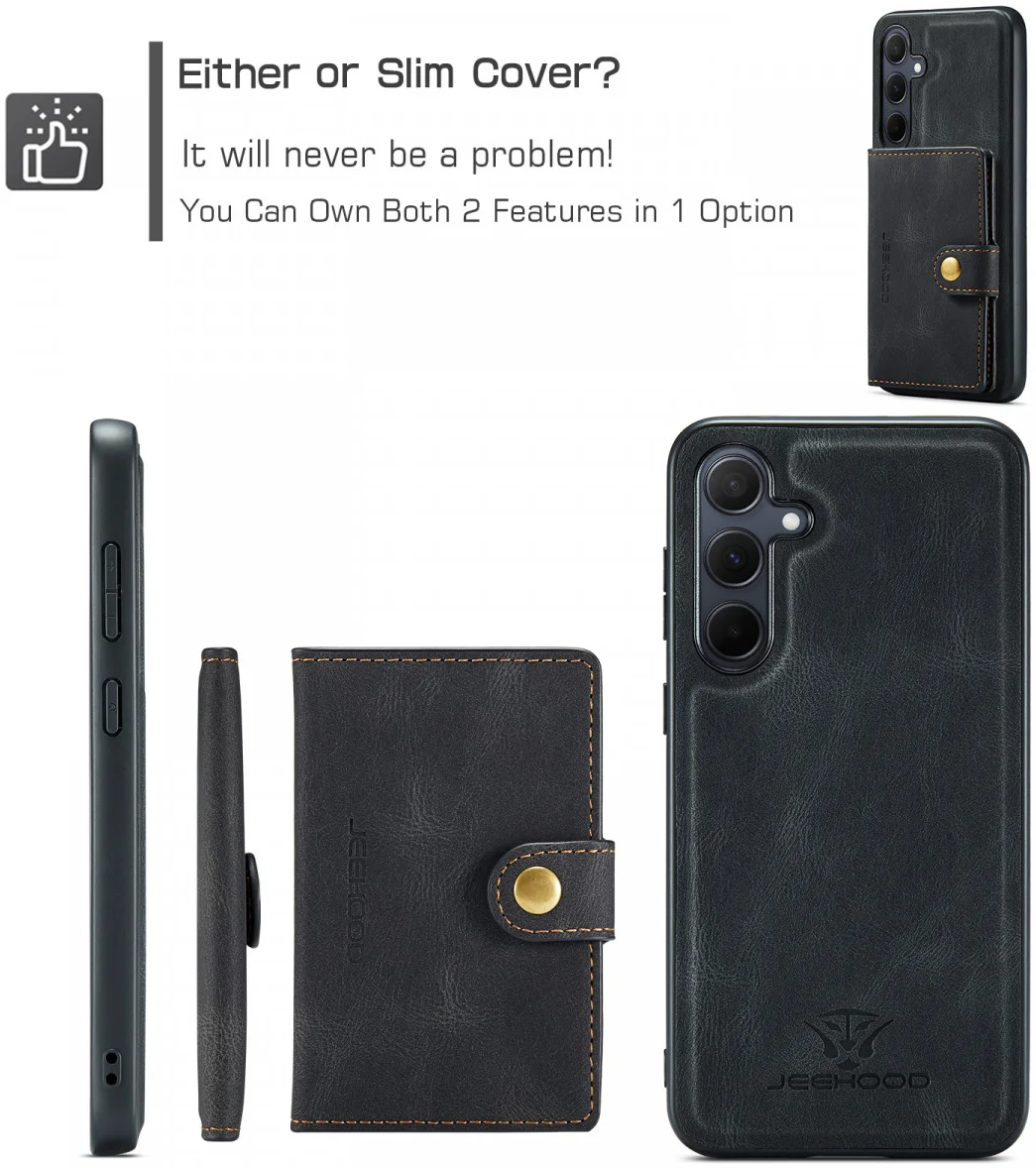 CaseMe JH-01 Samsung Galaxy A55 Hoesje Magnetische Kaarthouder Zwart afbeelding 6