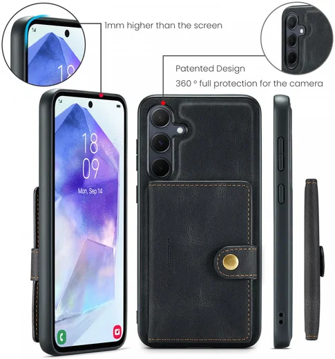 CaseMe JH-01 Samsung Galaxy A55 Hoesje Magnetische Kaarthouder Zwart afbeelding 7