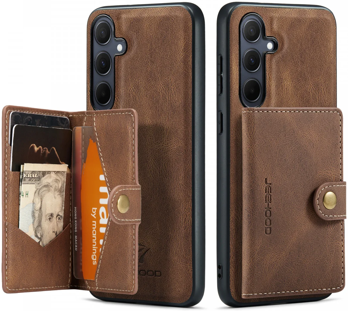 CaseMe JH-01 Samsung Galaxy A55 Hoesje Magnetische Kaarthouder Bruin afbeelding 1