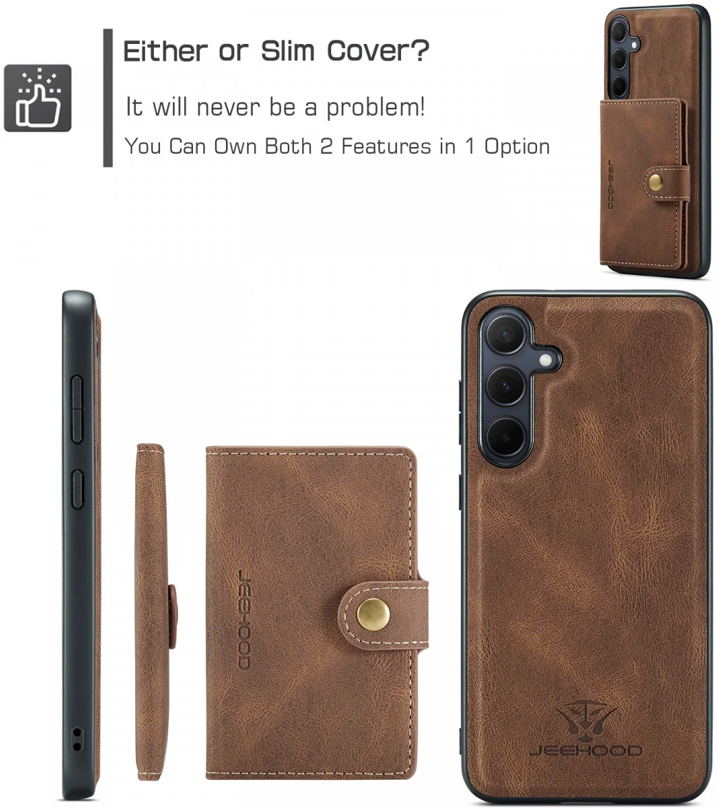 CaseMe JH-01 Samsung Galaxy A55 Hoesje Magnetische Kaarthouder Bruin afbeelding 5
