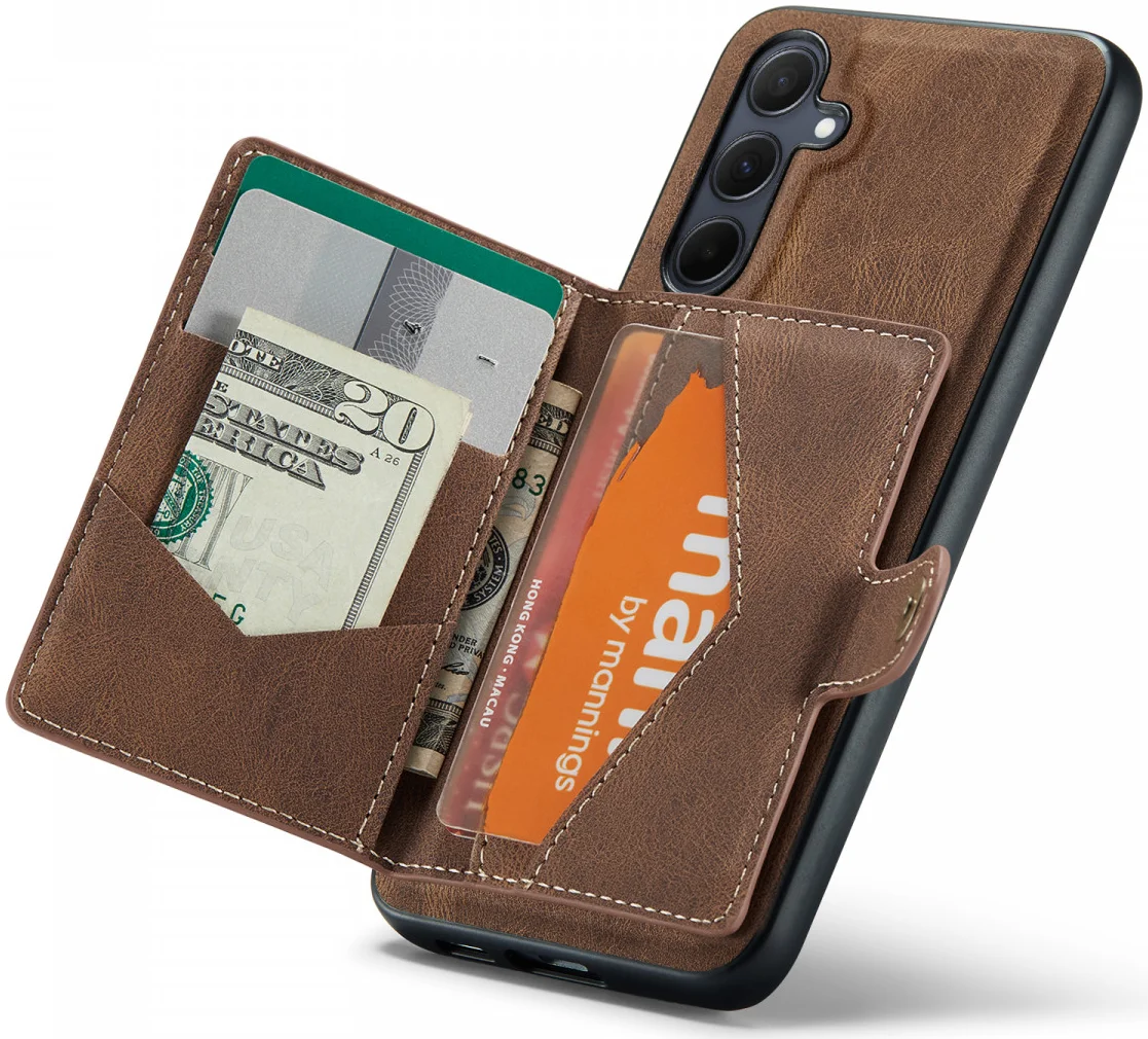 CaseMe JH-01 Samsung Galaxy A55 Hoesje Magnetische Kaarthouder Bruin afbeelding 9
