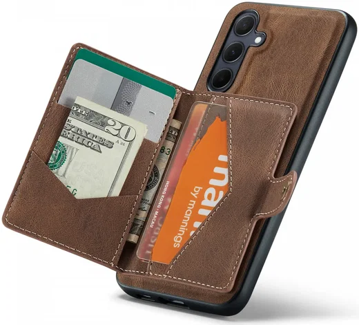 CaseMe JH-01 Samsung Galaxy A55 Hoesje Magnetische Kaarthouder Bruin afbeelding 9