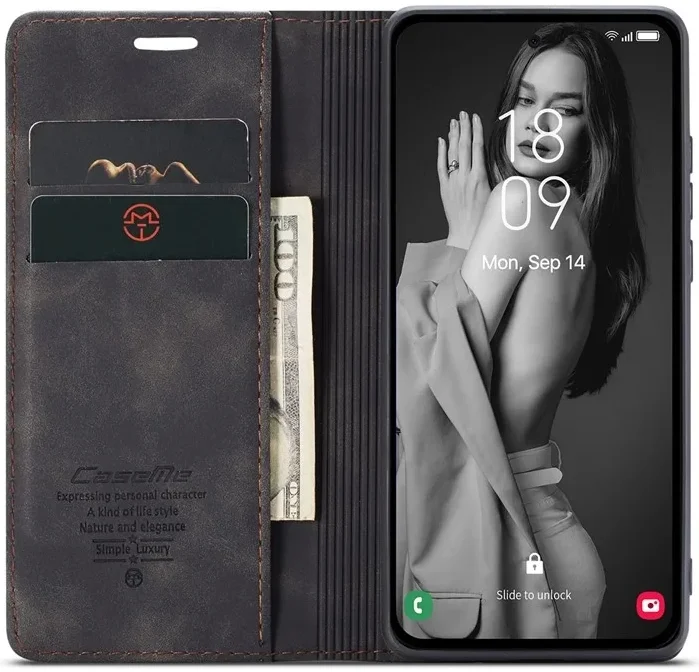CaseMe 013 Samsung Galaxy A55 Hoesje Book Case met Standaard Zwart afbeelding 1