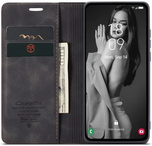 CaseMe 013 Samsung Galaxy A55 Hoesje Book Case met Standaard Zwart afbeelding 1