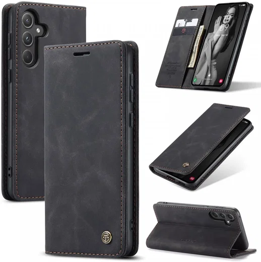 CaseMe 013 Samsung Galaxy A55 Hoesje Book Case met Standaard Zwart afbeelding 2