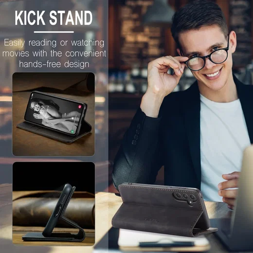 CaseMe 013 Samsung Galaxy A55 Hoesje Book Case met Standaard Zwart afbeelding 3