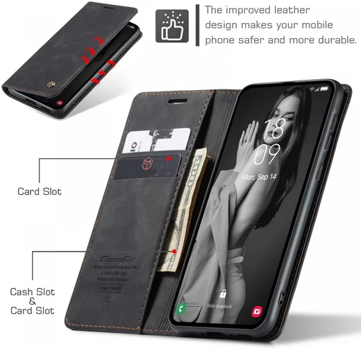 CaseMe 013 Samsung Galaxy A55 Hoesje Book Case met Standaard Zwart afbeelding 6