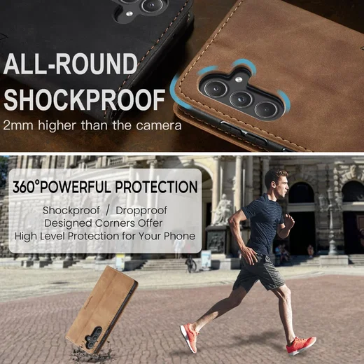 CaseMe 013 Samsung Galaxy A55 Hoesje Book Case met Standaard Bruin afbeelding 3