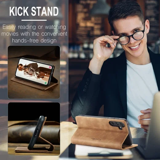 CaseMe 013 Samsung Galaxy A55 Hoesje Book Case met Standaard Bruin afbeelding 4