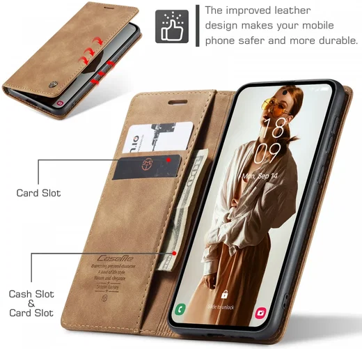 CaseMe 013 Samsung Galaxy A55 Hoesje Book Case met Standaard Bruin afbeelding 6